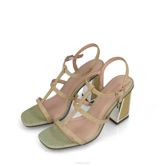 Menbur kvinnor guld larimar mellan och låga klackar 608J1635