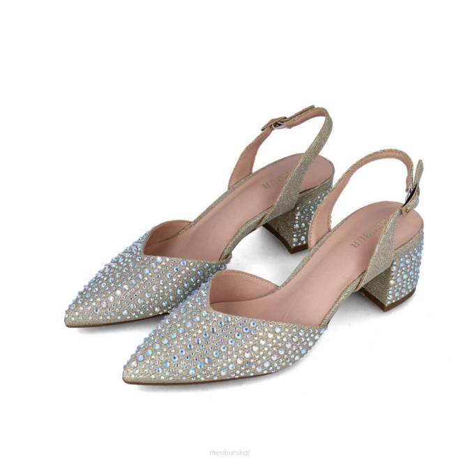 Menbur kvinnor guld nete mellan och låga klackar 608J5751