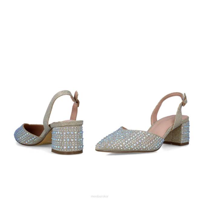 Menbur kvinnor guld nete mellan och låga klackar 608J5751