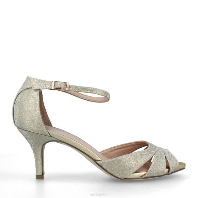 Menbur kvinnor guld vezena mellan och låga klackar 608J1998