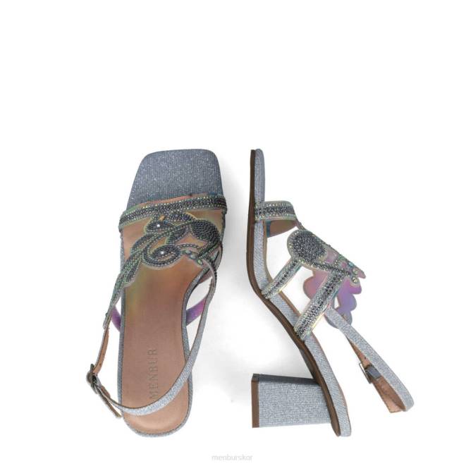 Menbur kvinnor silver obsidiana mellan och låga klackar 608J5649