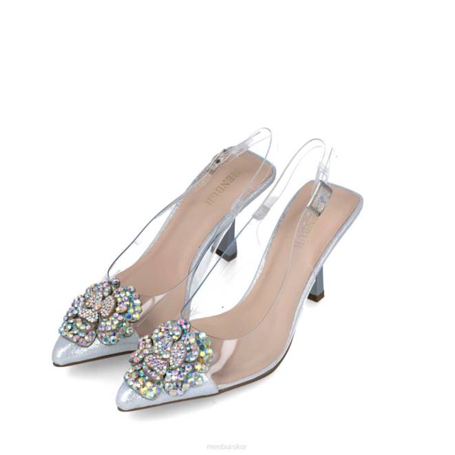 Menbur kvinnor silver retikulum mellan och låga klackar 608J1590