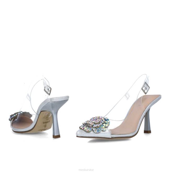 Menbur kvinnor silver retikulum mellan och låga klackar 608J1590