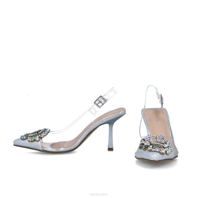 Menbur kvinnor silver retikulum mellan och låga klackar 608J1590