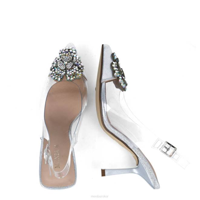 Menbur kvinnor silver retikulum mellan och låga klackar 608J1590