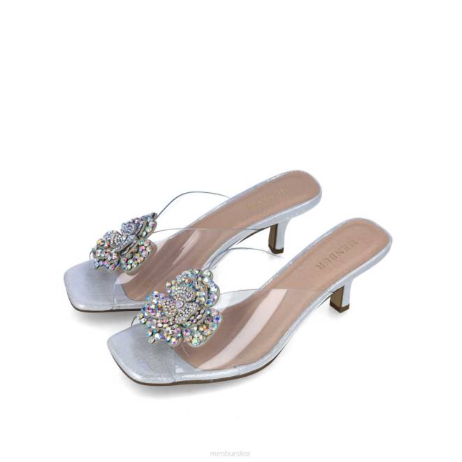 Menbur kvinnor silver retikulum mellan och låga klackar 608J5536