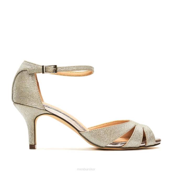 Menbur kvinnor silver vezena mellan och låga klackar 608J2032