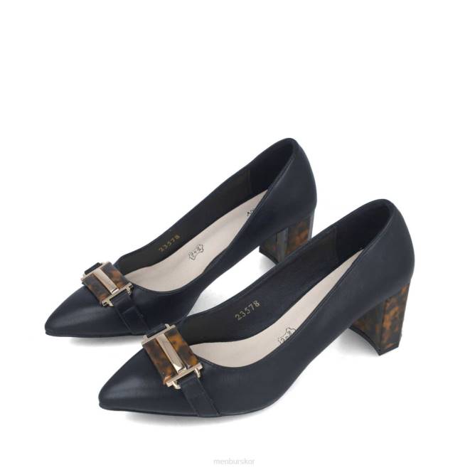 Menbur kvinnor svart demantoid mellan och låga klackar 608J1631