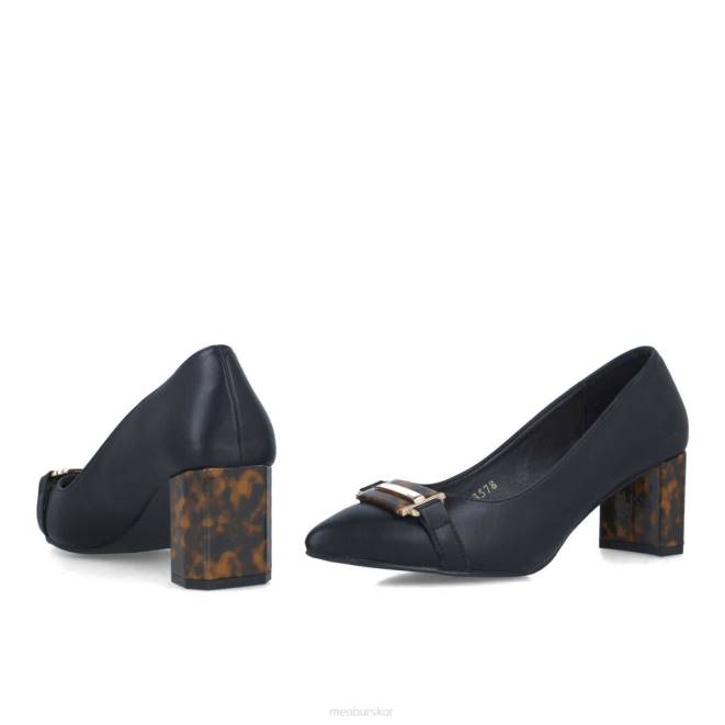 Menbur kvinnor svart demantoid mellan och låga klackar 608J1631