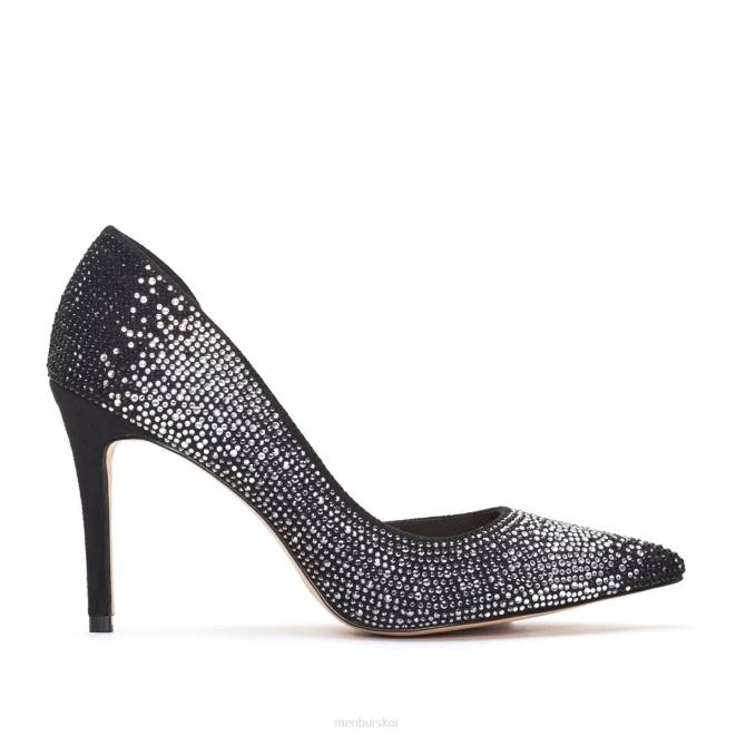 Menbur kvinnor svart leri mellan och låga klackar 608J1814