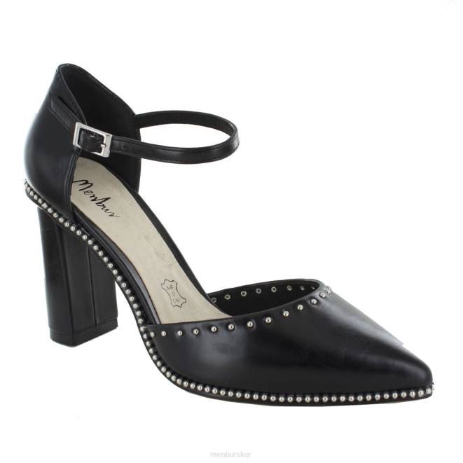 Menbur kvinnor svart lesis mellan och låga klackar 608J1868