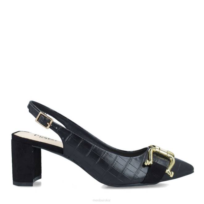 Menbur kvinnor svart metis mellan och låga klackar 608J5731