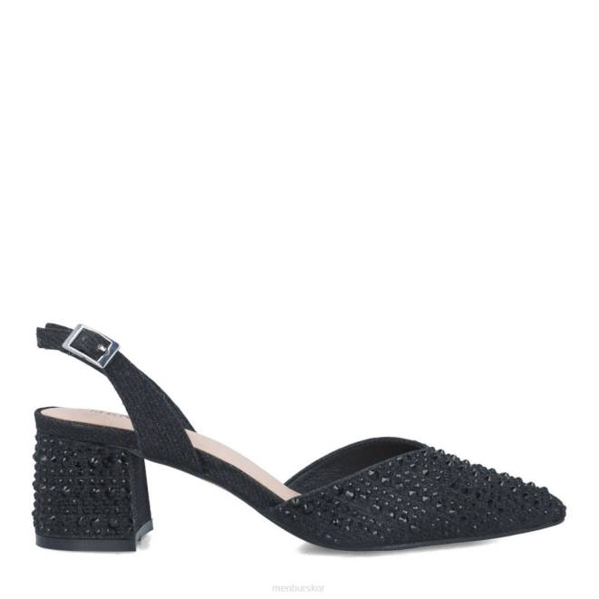 Menbur kvinnor svart nete mellan och låga klackar 608J1680