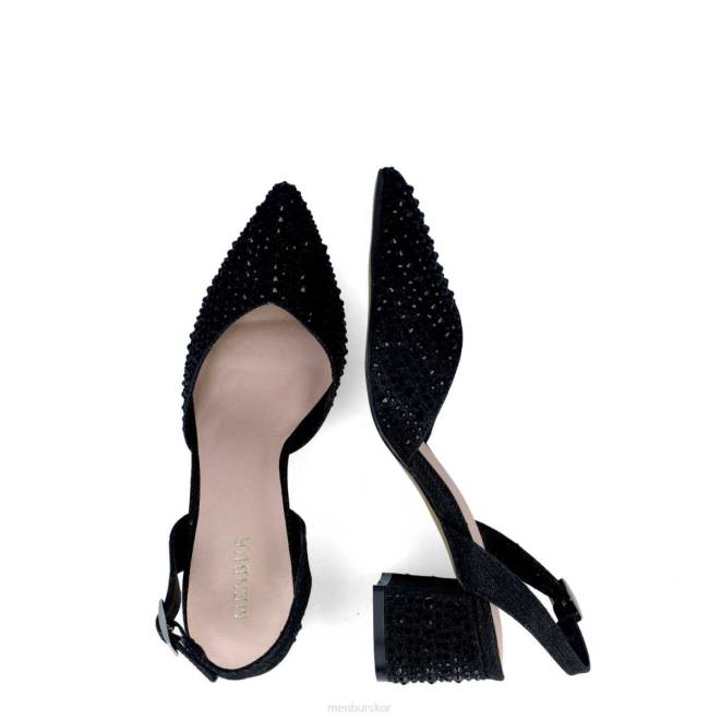 Menbur kvinnor svart nete mellan och låga klackar 608J1680