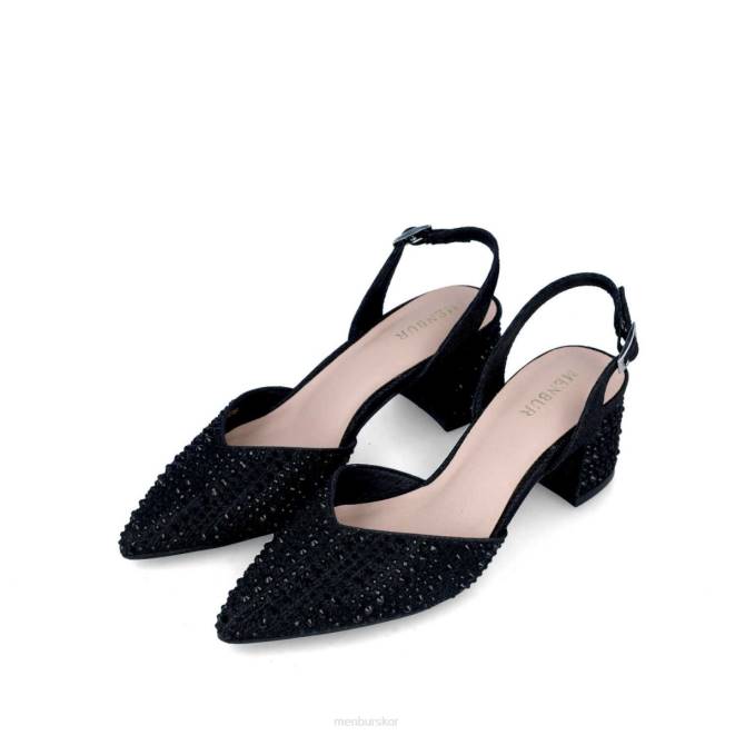Menbur kvinnor svart nete mellan och låga klackar 608J1680