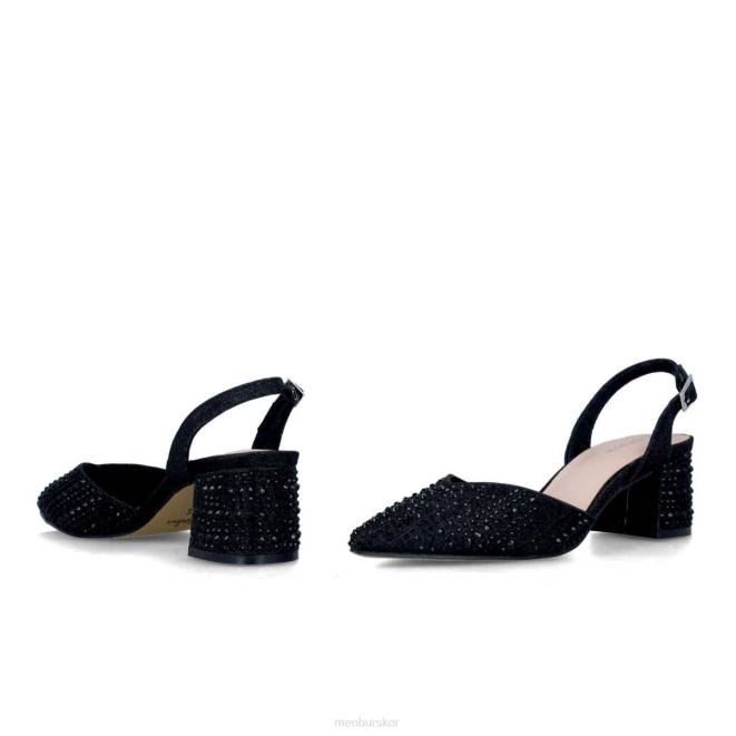 Menbur kvinnor svart nete mellan och låga klackar 608J1680