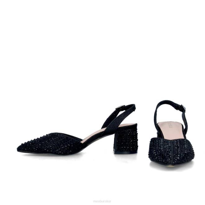 Menbur kvinnor svart nete mellan och låga klackar 608J1680