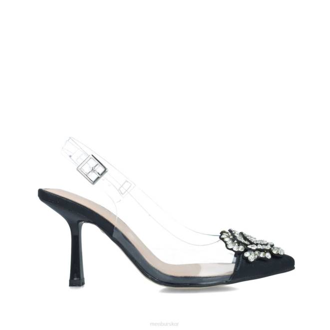 Menbur kvinnor svart retikulum mellan och låga klackar 608J5558