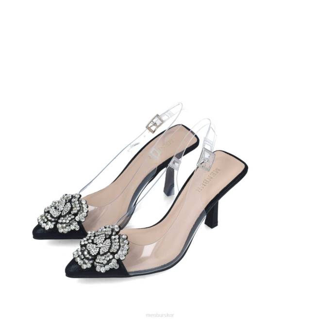 Menbur kvinnor svart retikulum mellan och låga klackar 608J5558