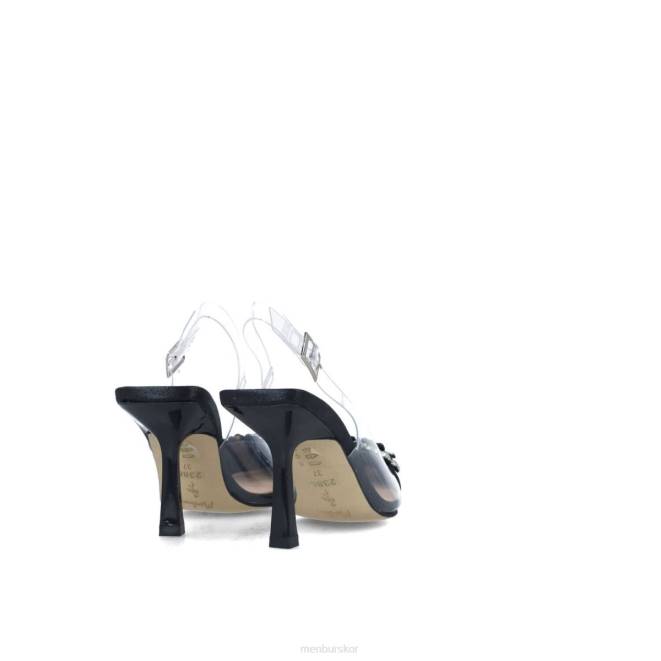 Menbur kvinnor svart retikulum mellan och låga klackar 608J5558