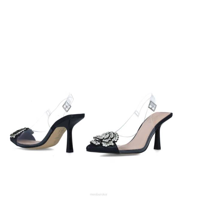Menbur kvinnor svart retikulum mellan och låga klackar 608J5558
