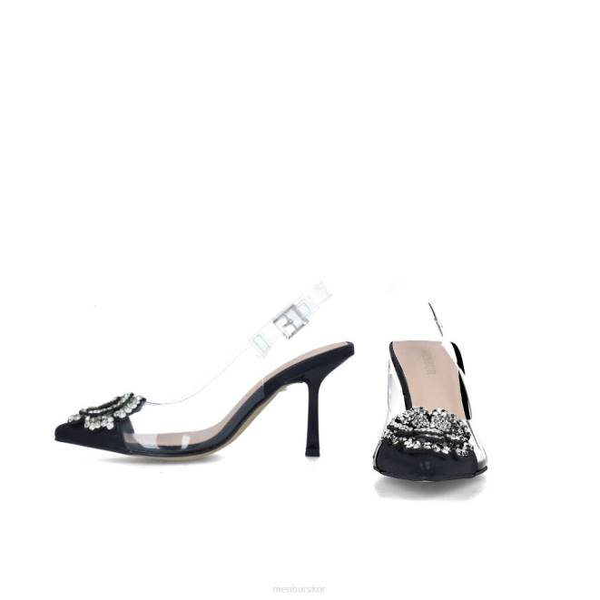 Menbur kvinnor svart retikulum mellan och låga klackar 608J5558