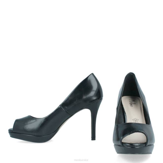 Menbur kvinnor svart villados mellan och låga klackar 608J2103