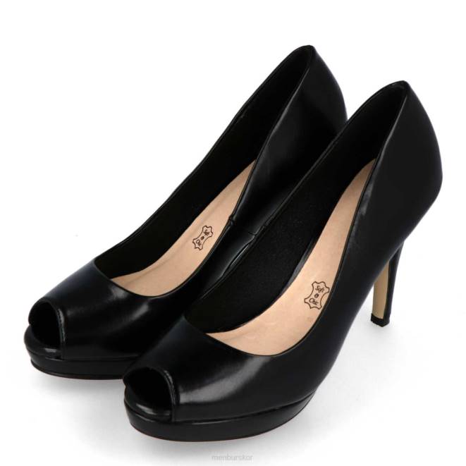 Menbur kvinnor svart villados mellan och låga klackar 608J2103