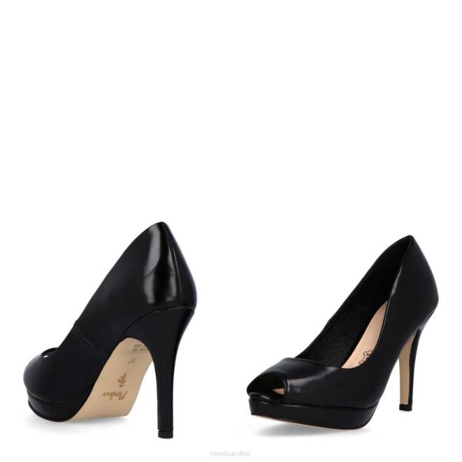 Menbur kvinnor svart villados mellan och låga klackar 608J2103