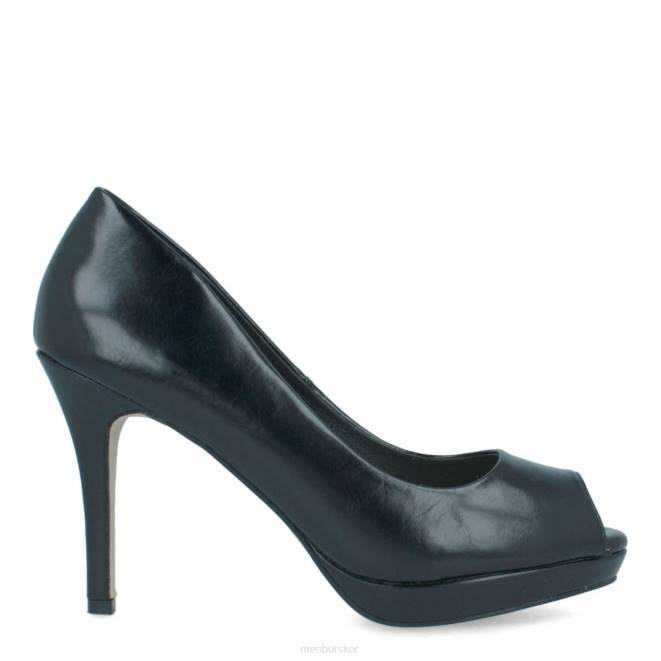 Menbur kvinnor svart villados mellan och låga klackar 608J2103
