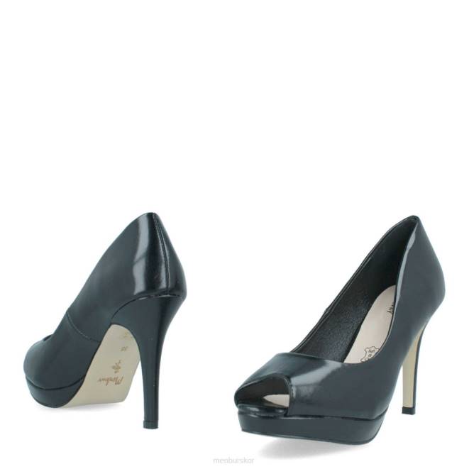Menbur kvinnor svart villados mellan och låga klackar 608J2103