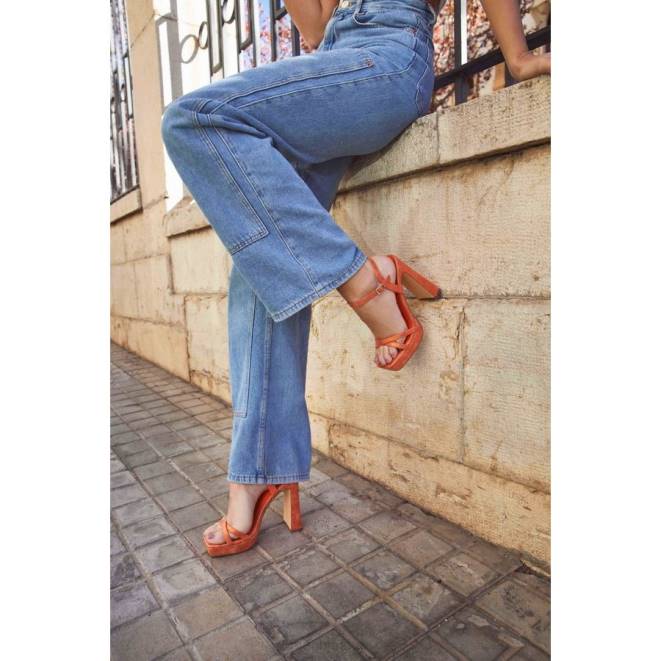 Menbur kvinnor orange mirfak sandaler 608J48