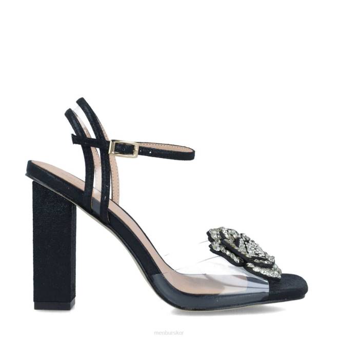 Menbur kvinnor svart retikulum sandaler 608J2868