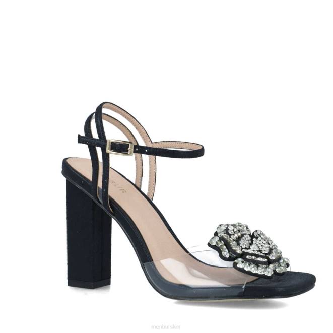 Menbur kvinnor svart retikulum sandaler 608J2868